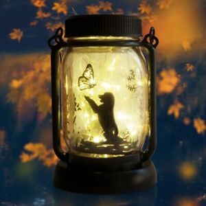 Dog & Butterfly Solar Lanterns Outdoor, 30 Led Fairy Lights for Mason Jars, H...