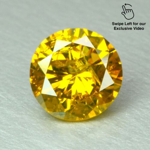 0.48 CT FANTASTIC ! 100% NATURAL GOLDEN YELLOW DIAMOND BEST ROUND CUT