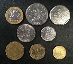 France Coin Lot - Full Set of Pre-Euro French Coins - Free Shipping!!!!