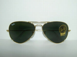 New Ray Ban Aviator Sunglasses Gold Frame  RB 3025 W3234  G-15 Green Lenses 55mm