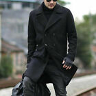 Men's Double-Breasted Wool Coat Trench Lapel Collar Jacket Winter Warm Overcoat