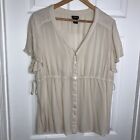Torrid Womens Plus Size 2 2X Cream Ivory Tiered Babydoll Top Blouse Side Ties