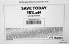 New ListingStaples 15% Off In Store Online Discount Coupon  (Qty 1) Expires 06/01/24