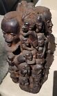 1950-65 Exquisite Ebony Makonde Tree of Life African Carving Tanzania 29 Faces
