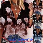 Womens Floral Long Sleeve Shirt Ladies Loose Casual Tunic Tops Blouse Pullovers
