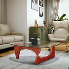 12MM Modern Coffee Table Solid Wood Base Triangle Clear Glass Side End Table