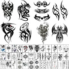 AWLEE 45 Sheets Temporary Tattoos for Men Tribal Totem Tattoo Stickers Black Fak