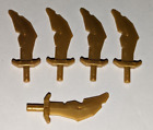 LEGO Lot of 5 SWORD Scimitar with Nicks PEARL GOLD Minifig Weapon Part # 60752
