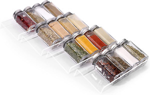 Clear Acrylic Spice Drawer Organizer, 4 Tier- 1 Set Seasoning Jars Drawers Inser