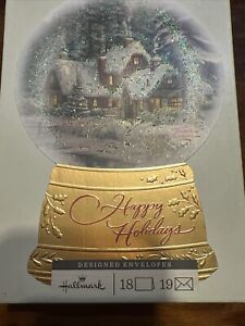 Thomas Kinkade Happy Holiday Boxed Christmas With Glitter 18Cards 19 Envelopes
