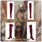 Women 13W Burgundy Knee High Boots