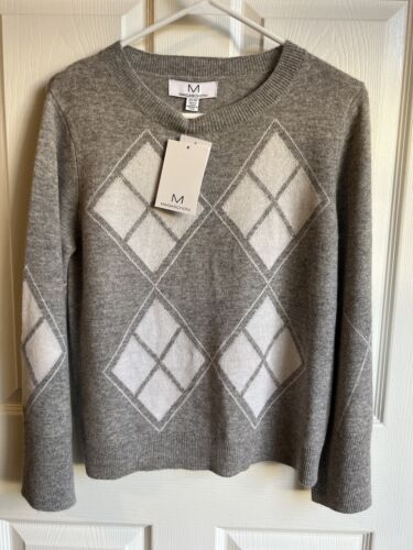 NWT Magaschoni Women’s 100% Cashmere Argyle Sweater Size XS