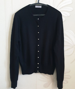 M&S womens cardigan with cashmere black Size L, shiny buttons