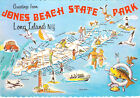 1974 NY Long Island JONES BEACH STATE PARK Comic Map Icons 4x6 postcard CT18