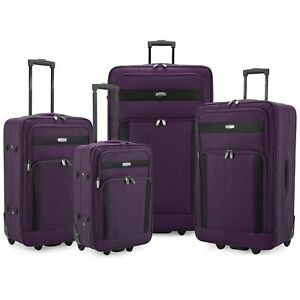 Elite Luggage Turin 4Pc Softside Lightweight Upright Rolling Travel Luggage Set