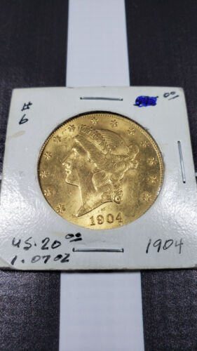 1904  USA TWENTY ($20) DOLLAR LIBERTY HEAD DOUBLE EAGLE GOLD COIN