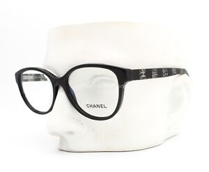 Chanel 3292 501 Eyeglasses Glasses Polished Black w/ Silver CC Logo 52-16-140