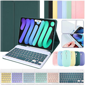Bluetooth Keyboard Mouse Smart Case Cover For iPad Mini 1 2 3 4 5 6th Generation