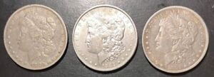 New Listing** 1880, 1882, 1883 Philadelphia Morgan Silver Dollars. Lot of 3. **