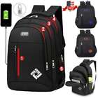 Men Women Backpack Bookbag School Travel Laptop Rucksack Zipper Bag w/ USB Port