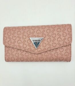 Guess Wallet Lathan Blush Woman Clutch Trifold Purse Brand New