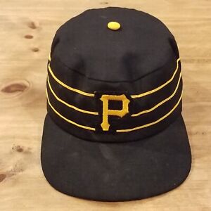 Vintage Pittsburgh Pirates Hat Cap Small Black Pillbox MLB Leather Band 70s