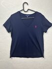 Ralph Lauren Women's T-Shirt Short Sleeve V- Neck Dark Blue Size Large