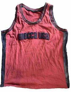Vintage Mecca Shirt Mens XL Red USA Spellout Rap Hip Hop Skateboard Y2K 90s Tee