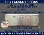 EMBOSSED ID TAG CHEVY CHEVROLET (For: 1954 Chevrolet)
