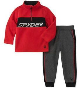 Spyder Boys Red & Charcoal Polar Fleece 2pc Jogger Size 2T 3T 4T 4 5 6 7