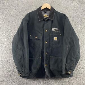 Carhartt Men's C01 Black Regular Fit Duck Blanket Lined Chore Jacket Size 46
