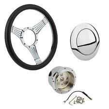 Chrome Banjo Steering Wheel w/ Steering Wheel Adapter and Horn Button