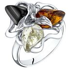 Genuine Baltic Amber Star Leaf Ring in Sterling Silver