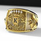 14k Gold Plated Hip Hop Mens Wedding Ring 2 Ct Simulated Diamond Engagement Ring
