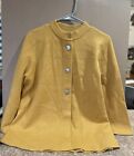 Alison Sheri Mustard Yellow A-Line Cardigan Sweater NWT XL 3/4 Sleeves Snaps