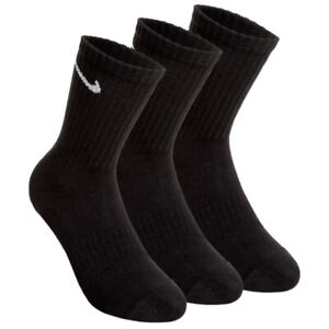 (3 PACK) Nike Black Unisex Everyday Cushion Crew Socks Pair (Large-US Size 8-12)