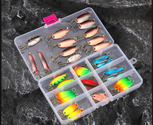 30pcs Colorful Casting Fishing Spinner Baits Trout Trolling Spoon Fishing Lures