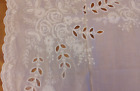 vintage white curtain Tambour lace on cotton design embroidery 66x56in