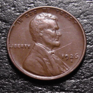 1926-S Lincoln Cent XF, scratches. Bidding starts at 80% off wholesale!