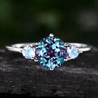 Alexandrite With Moonstone Gemstone 925 Sterling Silver Bridal Anniversary Ring