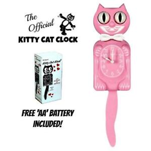 PINK SATIN KITTY CAT CLOCK (3/4 Size) 12.75