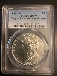 2021 D Morgan Silver Dollar PCGS MS69 , Includes Box with COA, 48432874