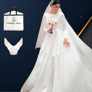 Simple Long Sleeve Satin Wedding Gown A Gorgeous Bridal Choice
