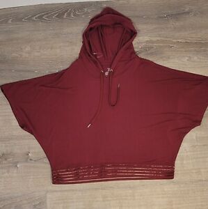 NWT Cut the Frills Women's Maroon Short Sleeve Poncho Hoodie One Size
