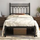 Twin/Full/Queen Size Metal Platform Bed Frame with Petal Accented Headboard