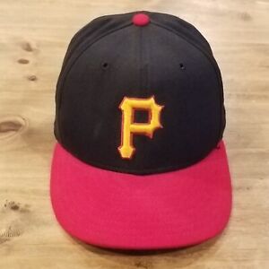 Vintage Pittsburgh Pirates Hat Cap New Era Size 7 1/4 Fitted Black Red Wool