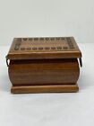 Antique Wooden Box With Hinged Lid Trinkets