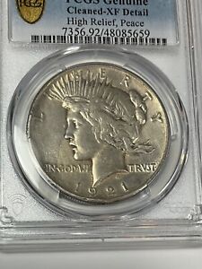 New ListingPCGS XF DETAILS CLEANED 1921 PEACE DOLLAR POPULAR HIGH RELIEF STYLE