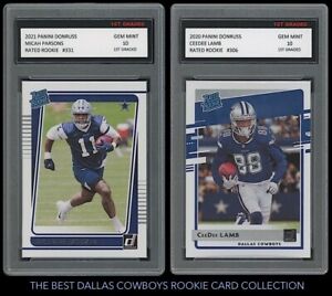 MICAH PARSONS/CEEDEE LAMB 2021/2020 DONRUSS 1ST GRADED 10 RATED ROOKIE CARD