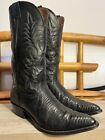 VINTAGE Exotic Nocona Black Teju Lizard Skin Cowboy Boots Men’s Size 10.5 B USA
